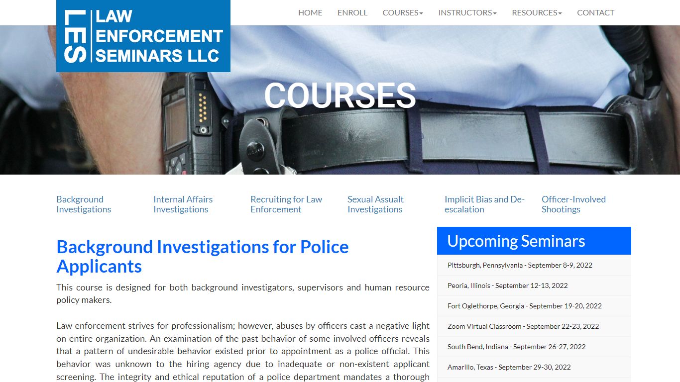 Background Investigations for Police Applicants - Law Enforcement Seminars